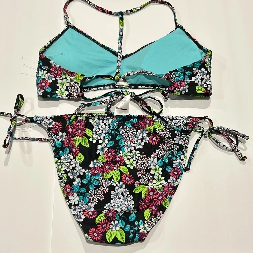 Xhilaration floral bikini swim swimsuit set size large XL new